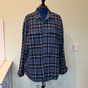 Carbon2Cobalt Mens Lined Blue Plaid Flannel Shirt - XL
